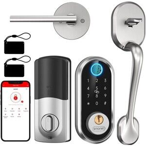 SMONET Front Door Lock Set with Handle Fingerprint Keyless Entry Smart Deadbolt